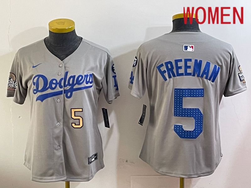 Women Los Angeles Dodgers #5 Freeman Grey Game 2024 Nike MLB Jersey style 12051->women mlb jersey->Women Jersey